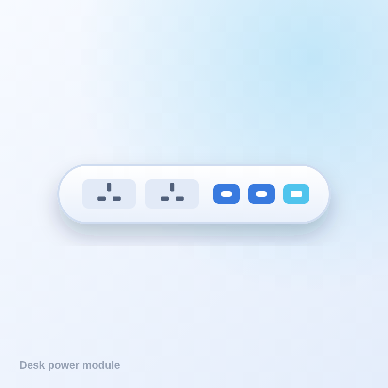 In-desk power module, 2 × UK + 2 × USB-C + 1 × data